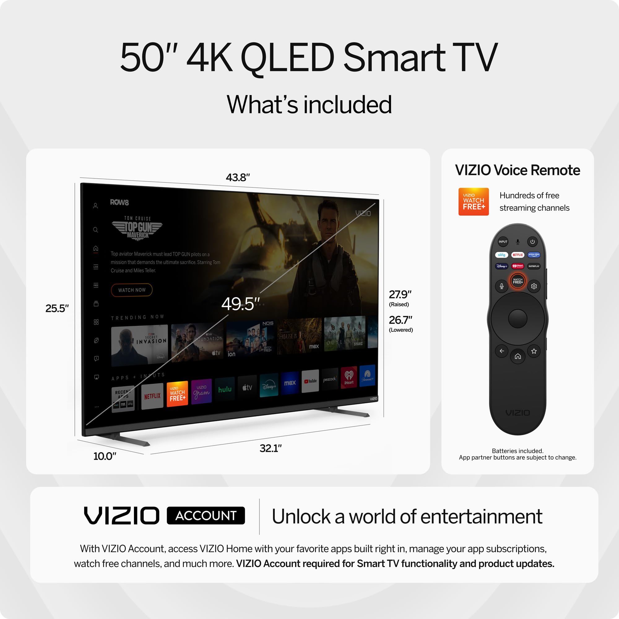 VIZIO 50 Inch 4K Quantum Pro Smart TV with Dolby Vision