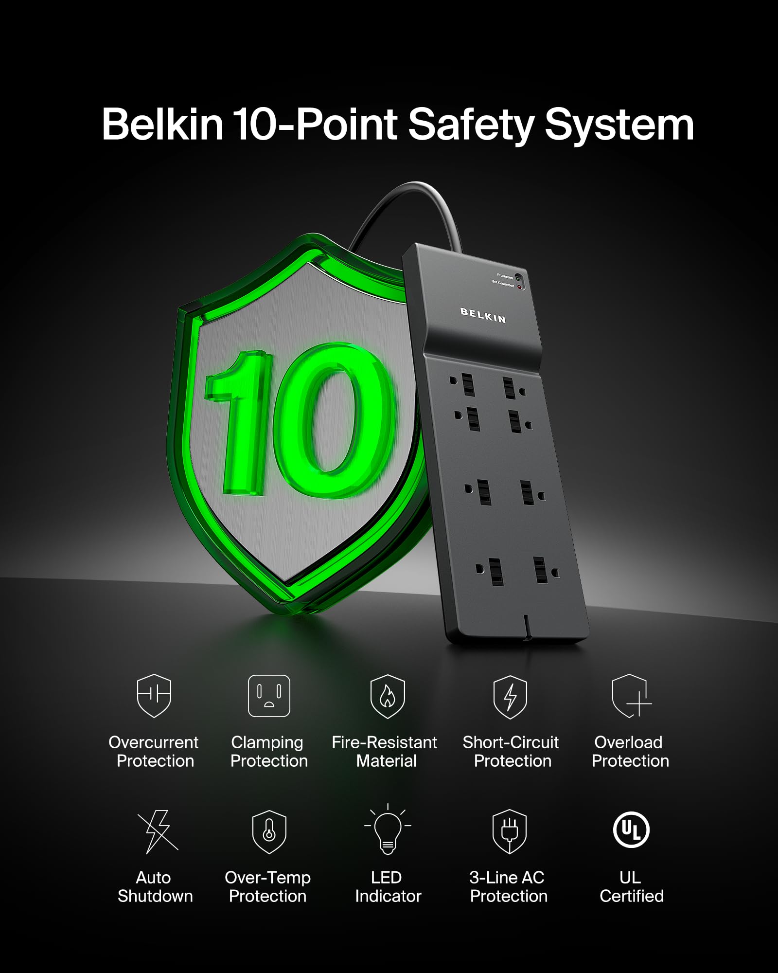 Belkin Power Strip Surge Protector 8 Outlets 3550 Joules