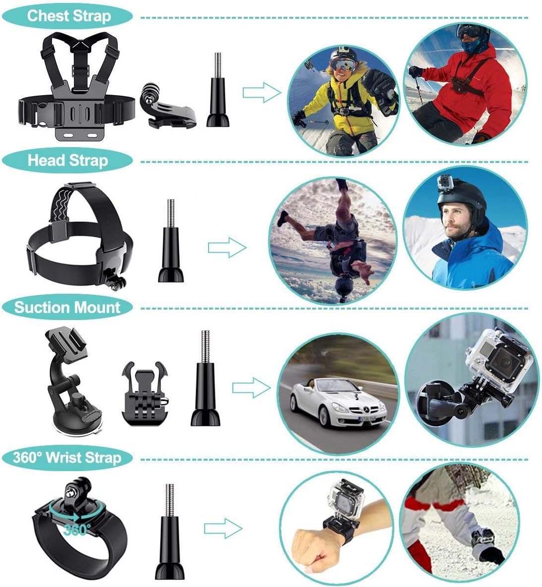 61 in 1 Action Camera Accessory Kit for Ultimate Versatility
