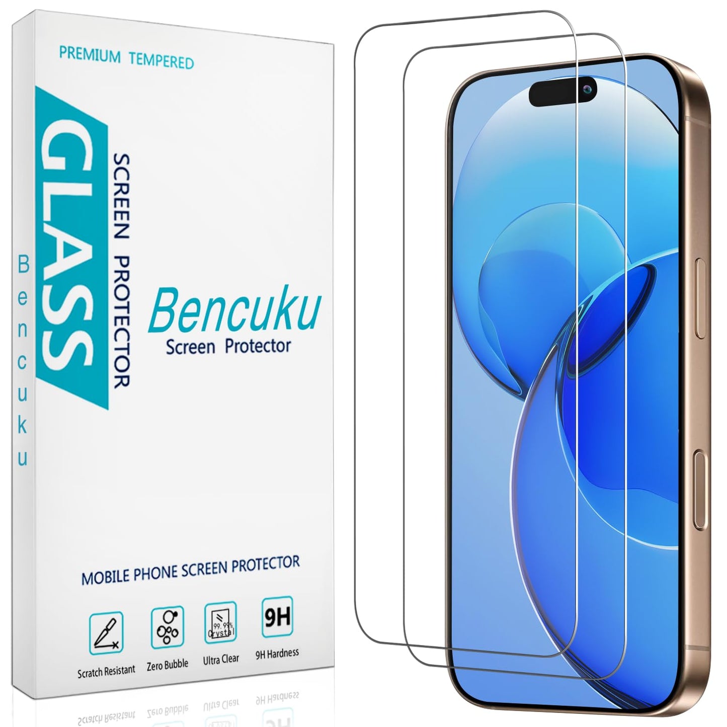 2 Pack iPhone 16 Pro Max 6.9 Inch Tempered Glass Screen Protector Full Coverage