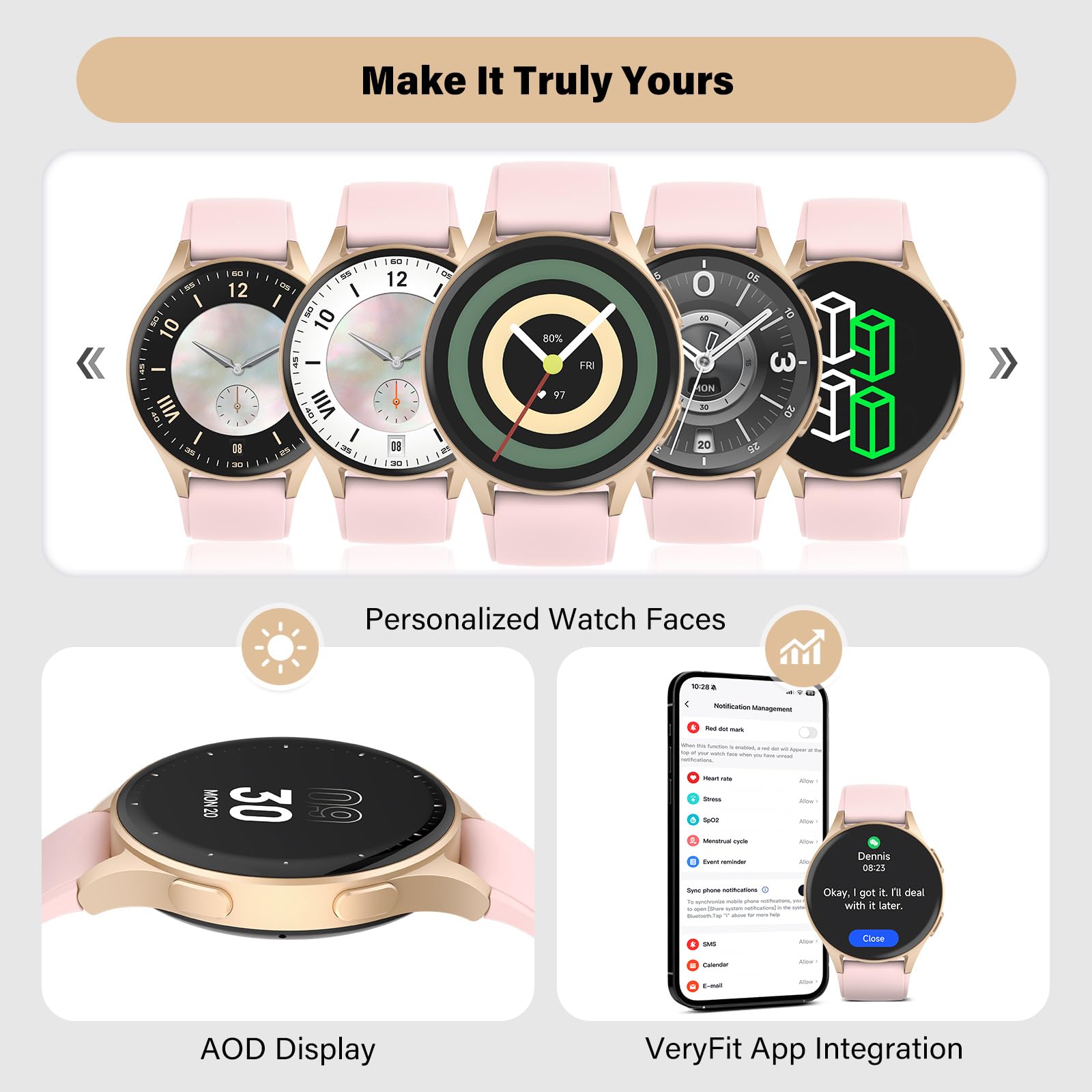 Smart Watch For Women With Alexa Health Tracking AMOLED