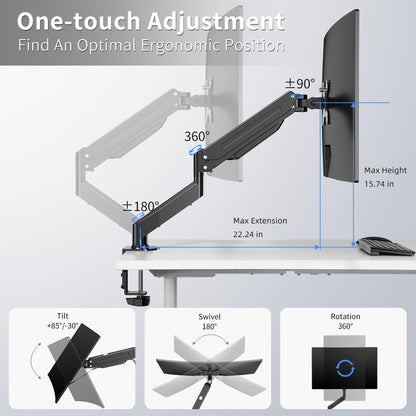 Suptek Gas Spring Monitor Arm Desk Mount Fits 17 to 32 Inch