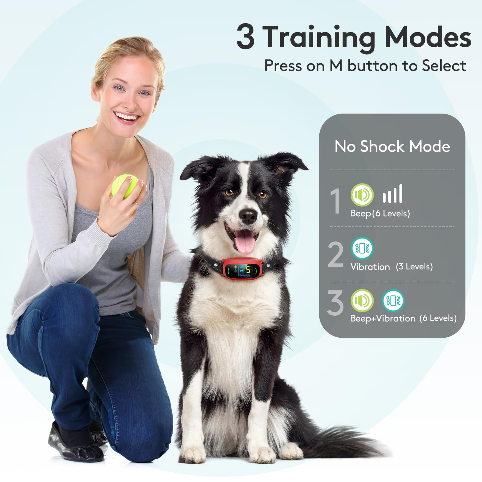 Rechargeable Dog Bark Collar with Adjustable Sensitivity Levels
