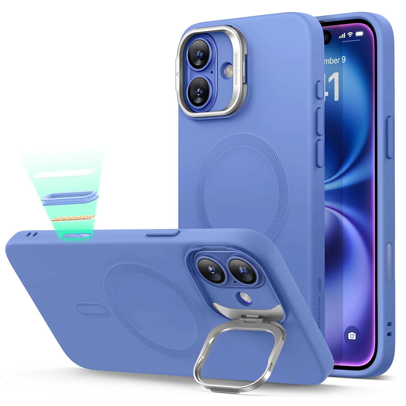 Military-Grade iPhone 16 Pro Max Case with Built-in Stand