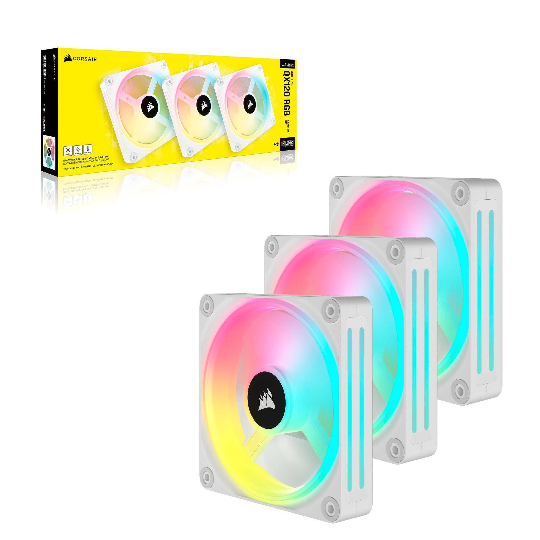 Corsair iCUE LINK QX120 RGB Fan Kit with Magnetic Dome Design