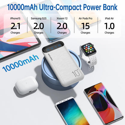 Power Bank 10000mAh Portable Charger Slim Battery Pack USB C