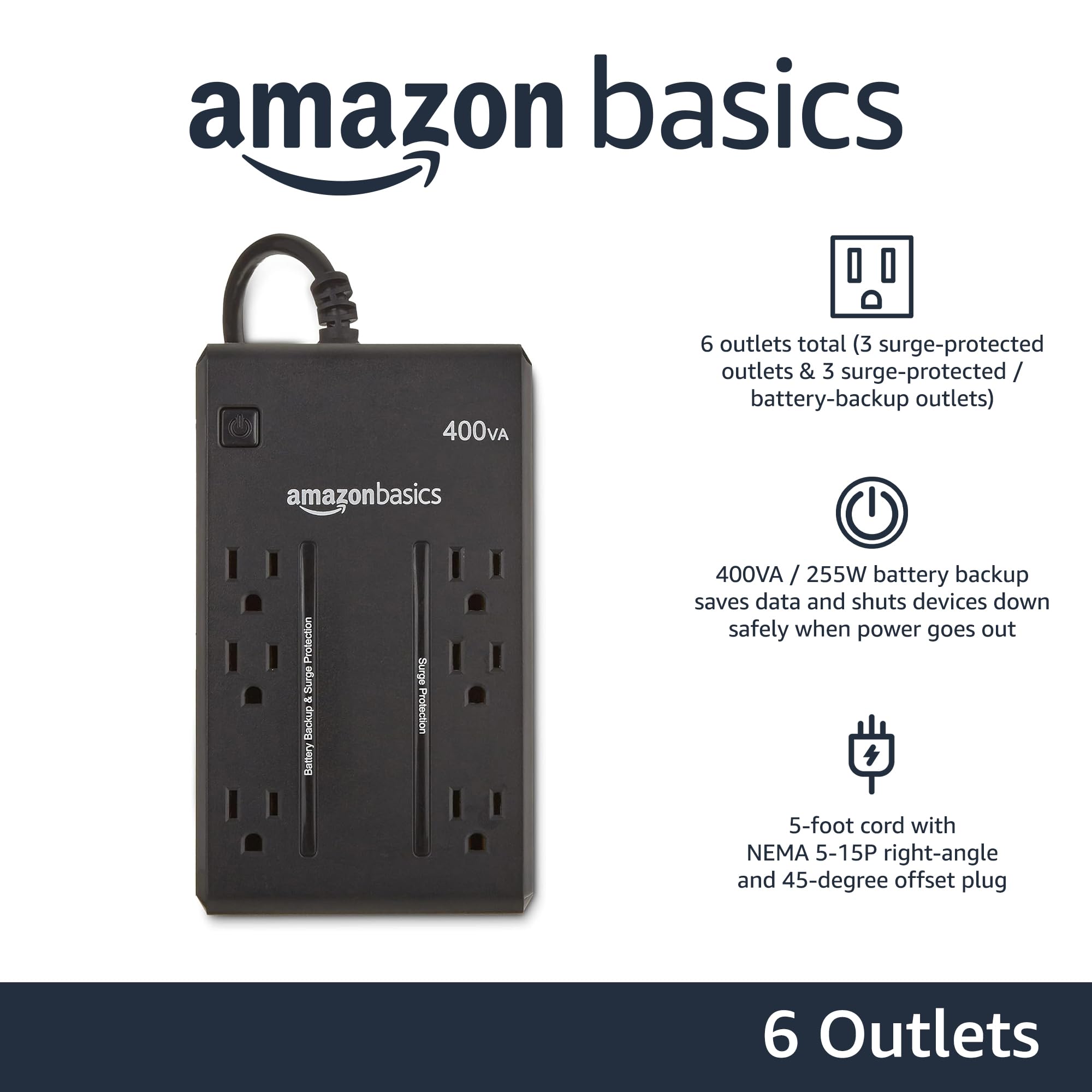 Amazon Basics UPS Battery Backup Power Outage Protection