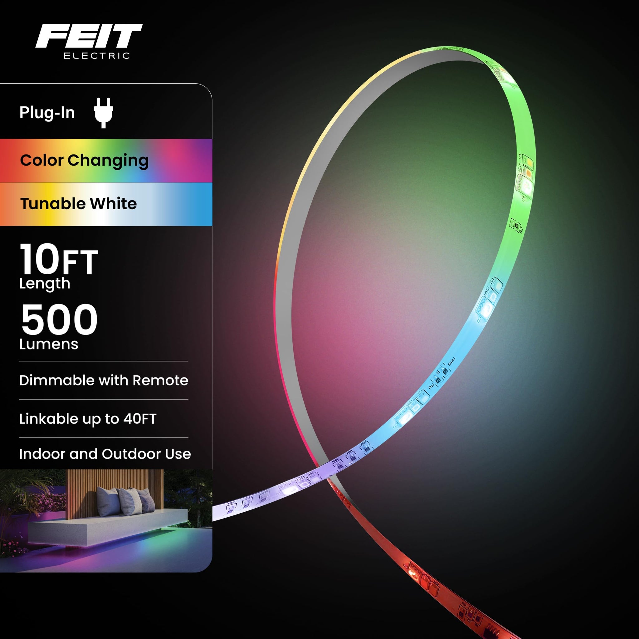Dimmable RGB Color LED Tape Light For Indoor Ambiance