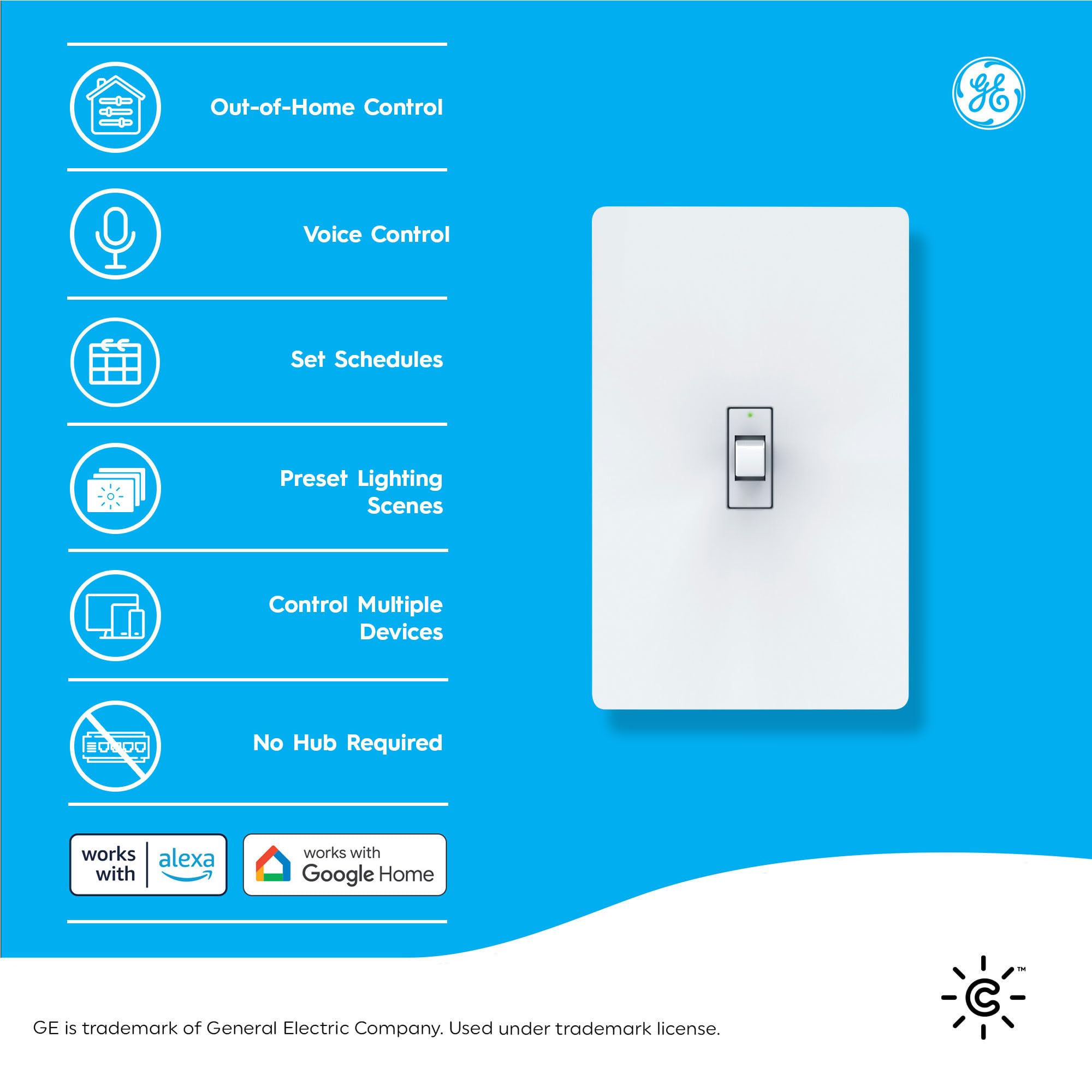 GE CYNC Smart Light Switch No Neutral Wire Required