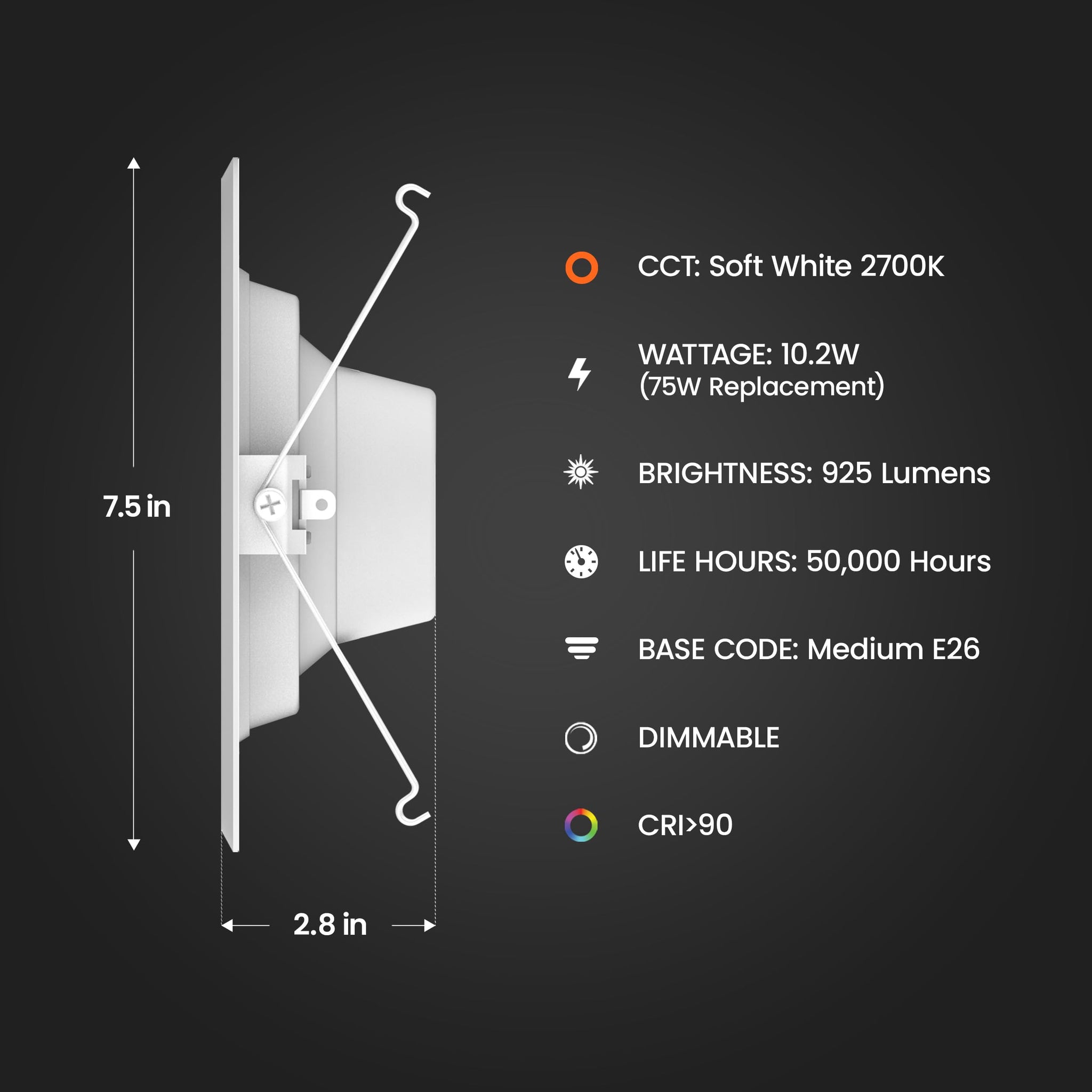 Energy Efficient LED Downlight Retrofit Kit with Adjustable Trim