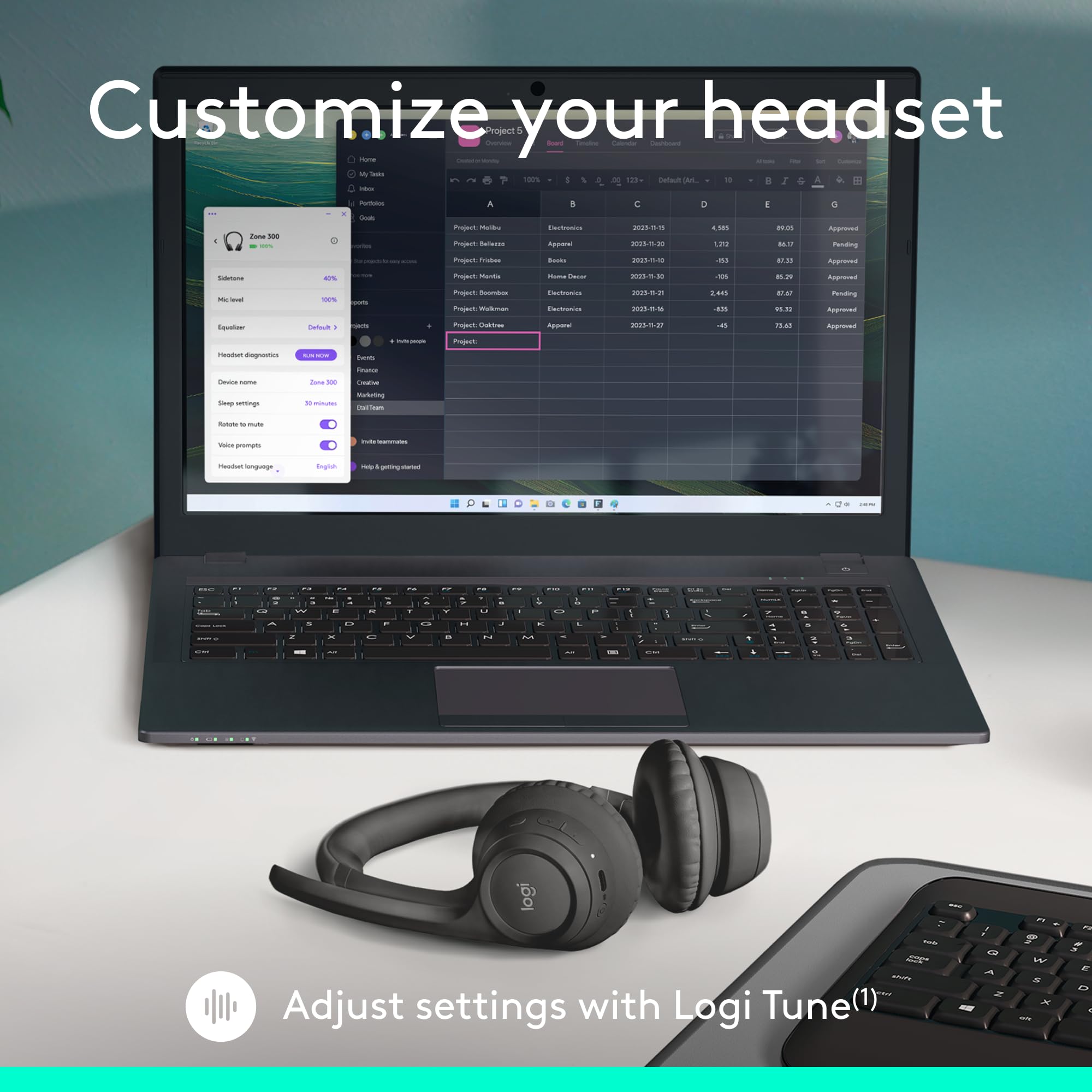 Logitech Zone 301 Wireless Headset with Noise Cancellation