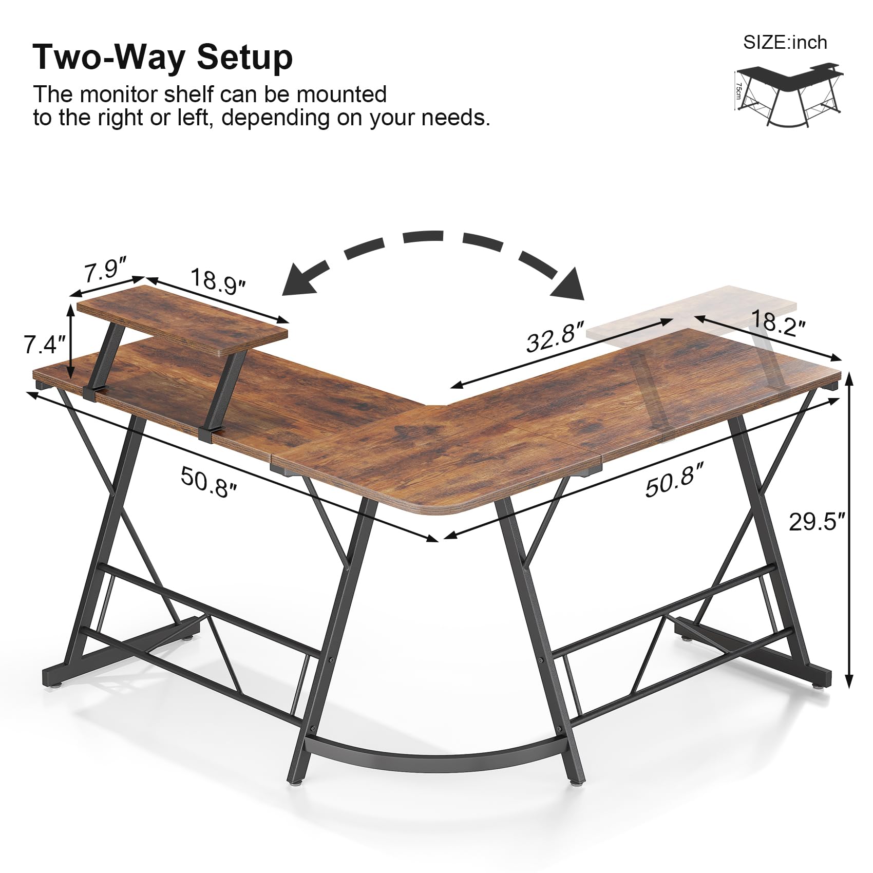 L Shaped Gaming Desk with Large Monitor Stand