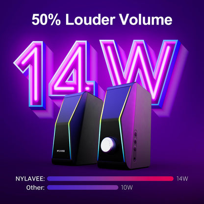 USB Powered Computer Speakers with Bass Boost and Lighting Modes