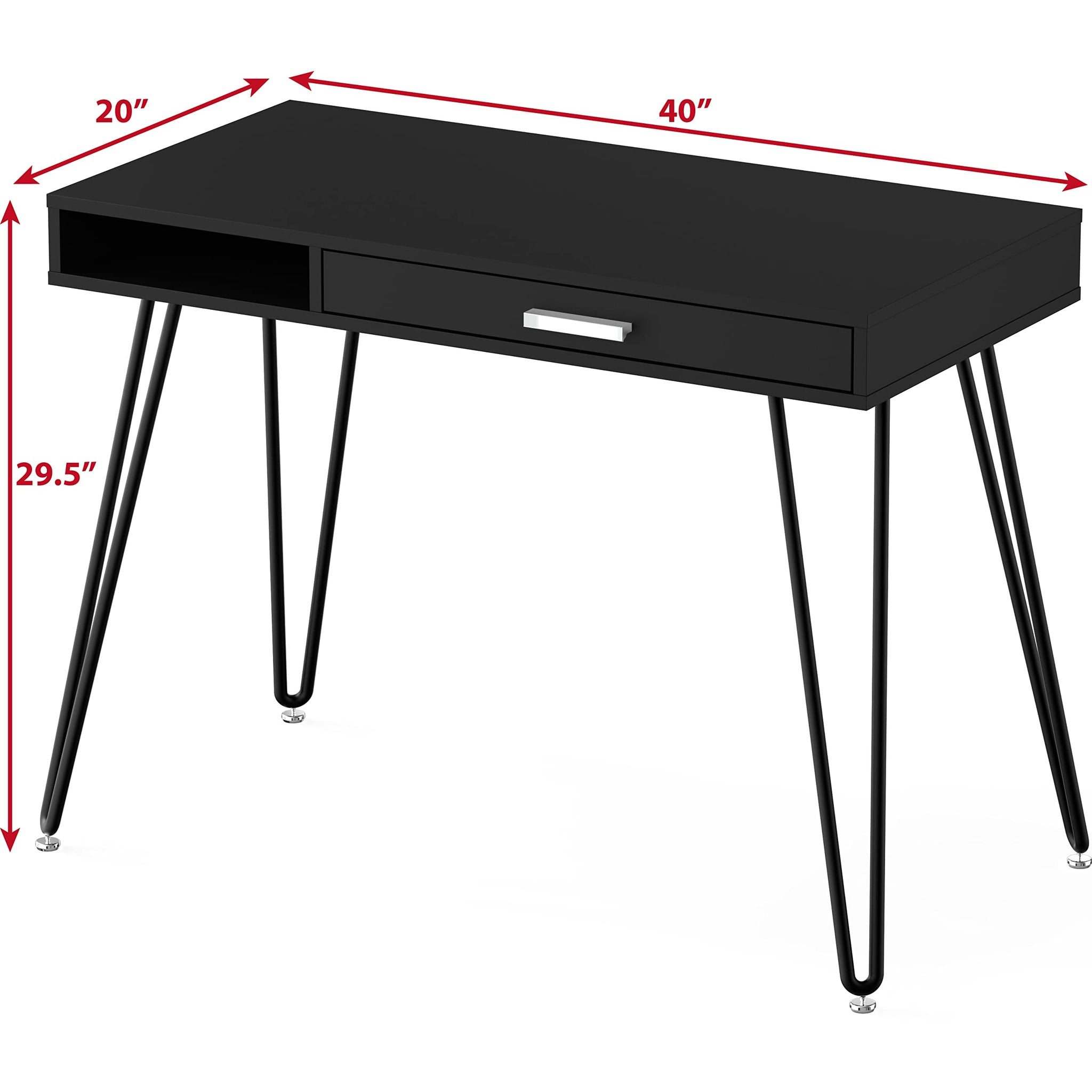 Elegant White Hairpin Leg Desk with Drawer