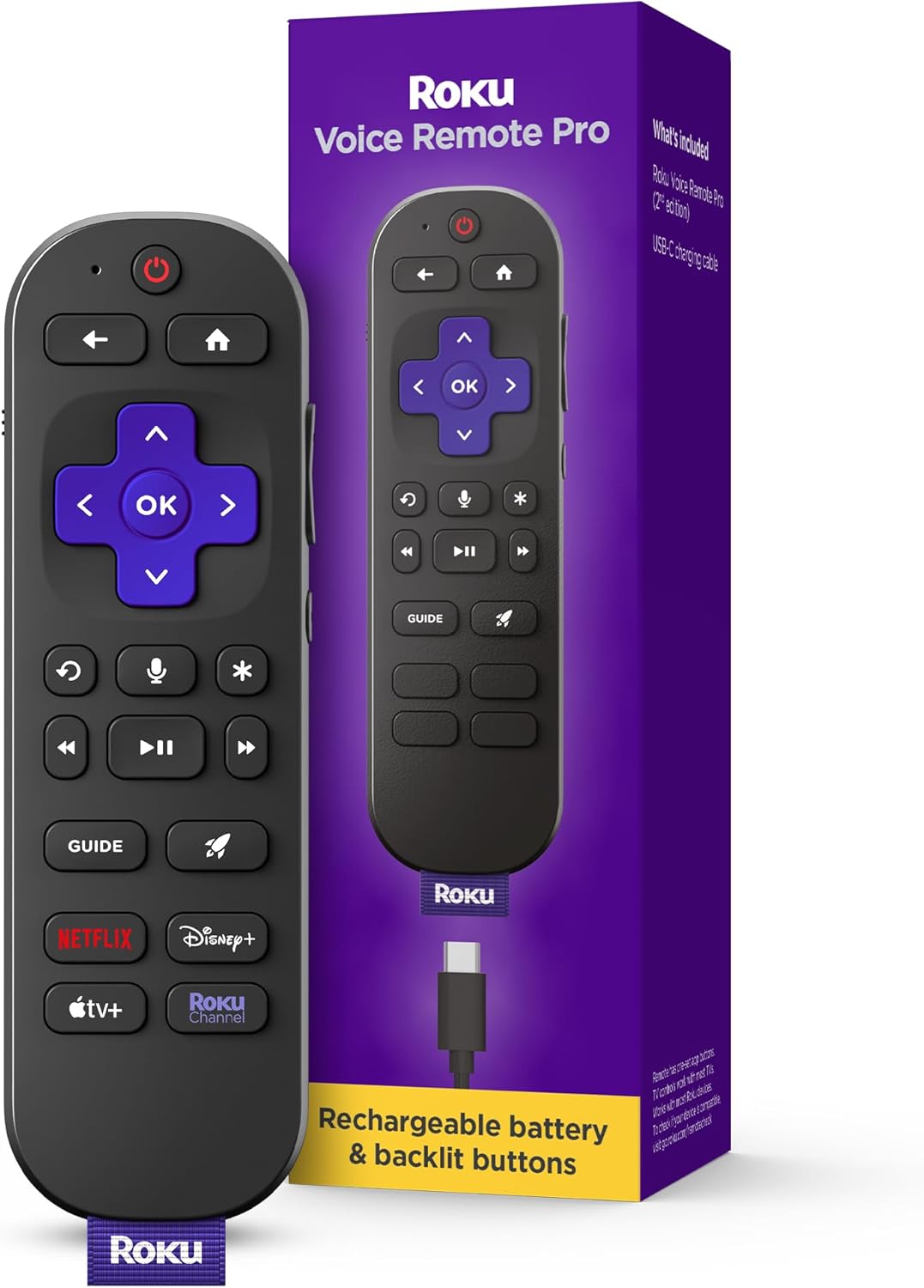 Roku Voice Remote Pro Enhanced Control with Backlit Buttons