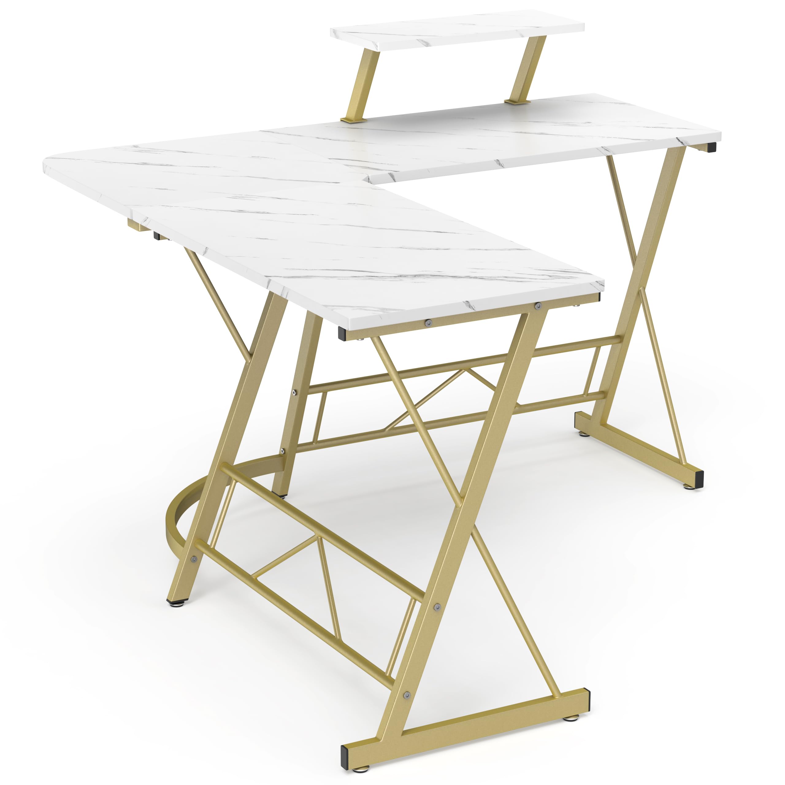 L Shaped Gaming Desk with Large Monitor Stand