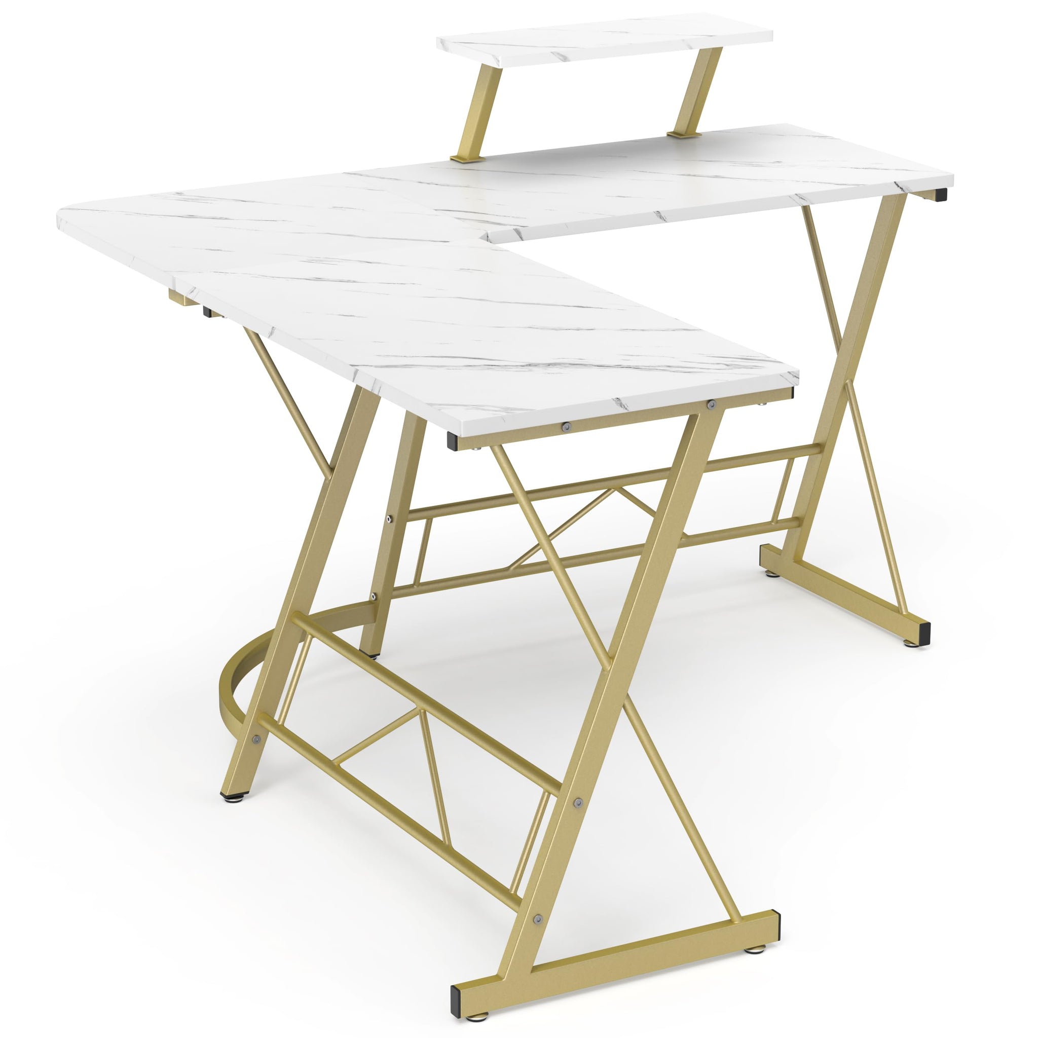 L Shaped Gaming Desk with Large Monitor Stand