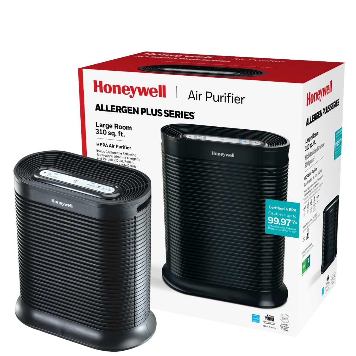 Honeywell HEPA Air Purifier for Large Rooms Reduces Allergens
