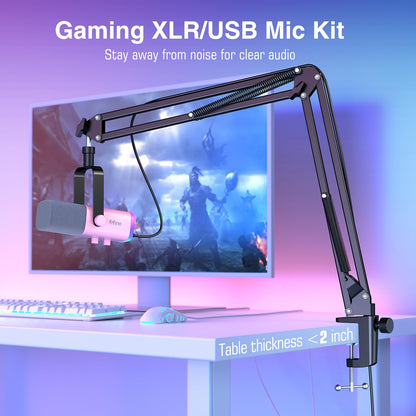 FIFINE AM8T XLR USB Gaming Microphone Kit with Boom Arm