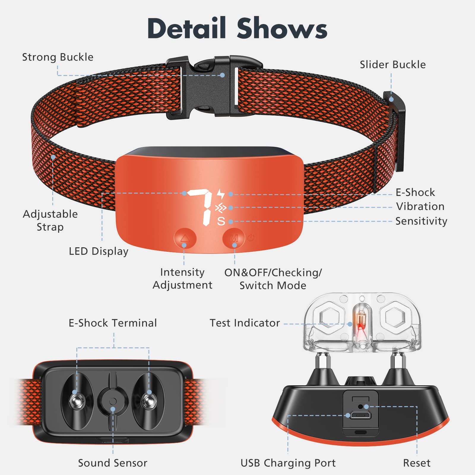 Rechargeable Anti Barking Collar for Dogs with Adjustable Sensitivity