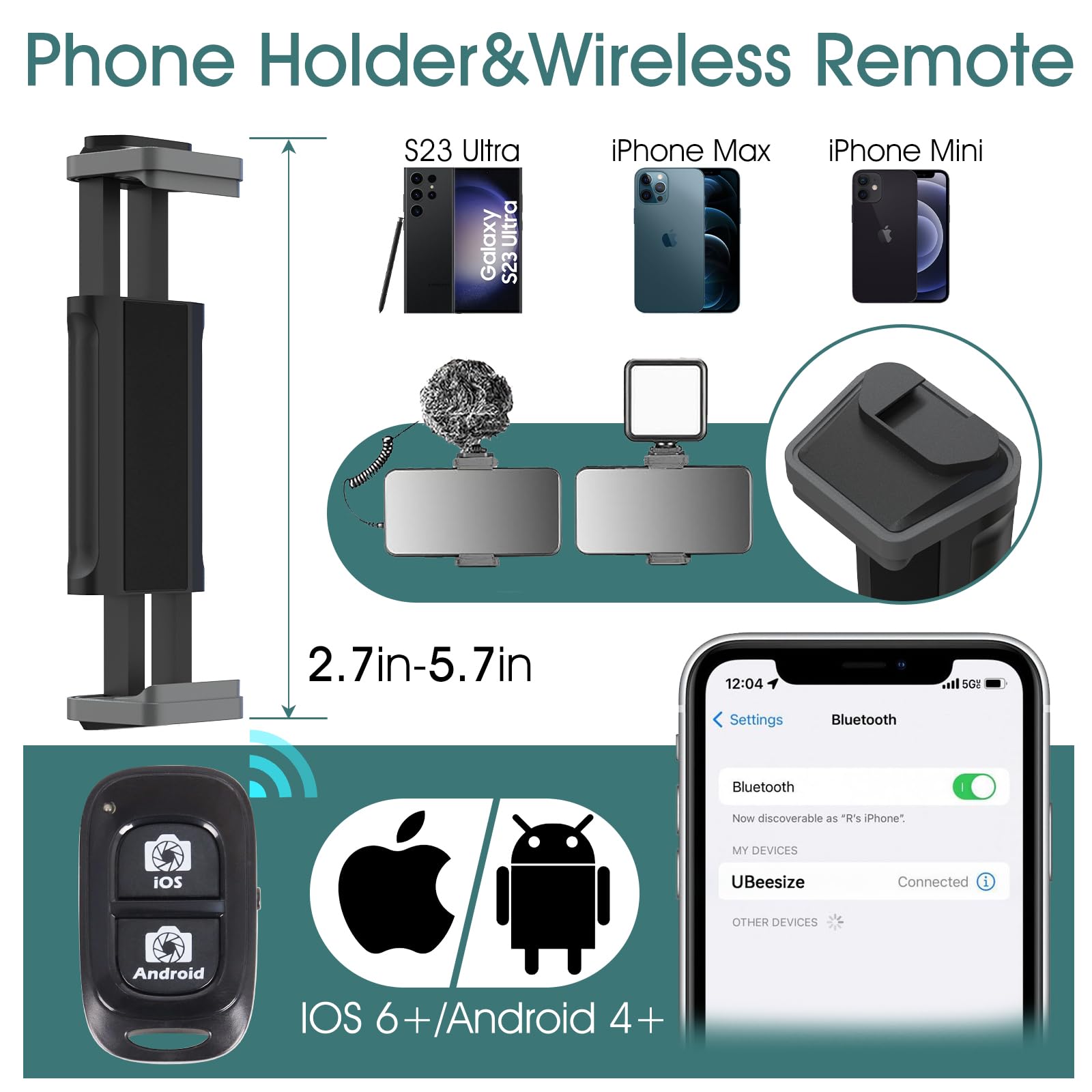 UBeesize 74 Inch Heavy Duty Tripod With Phone Holder