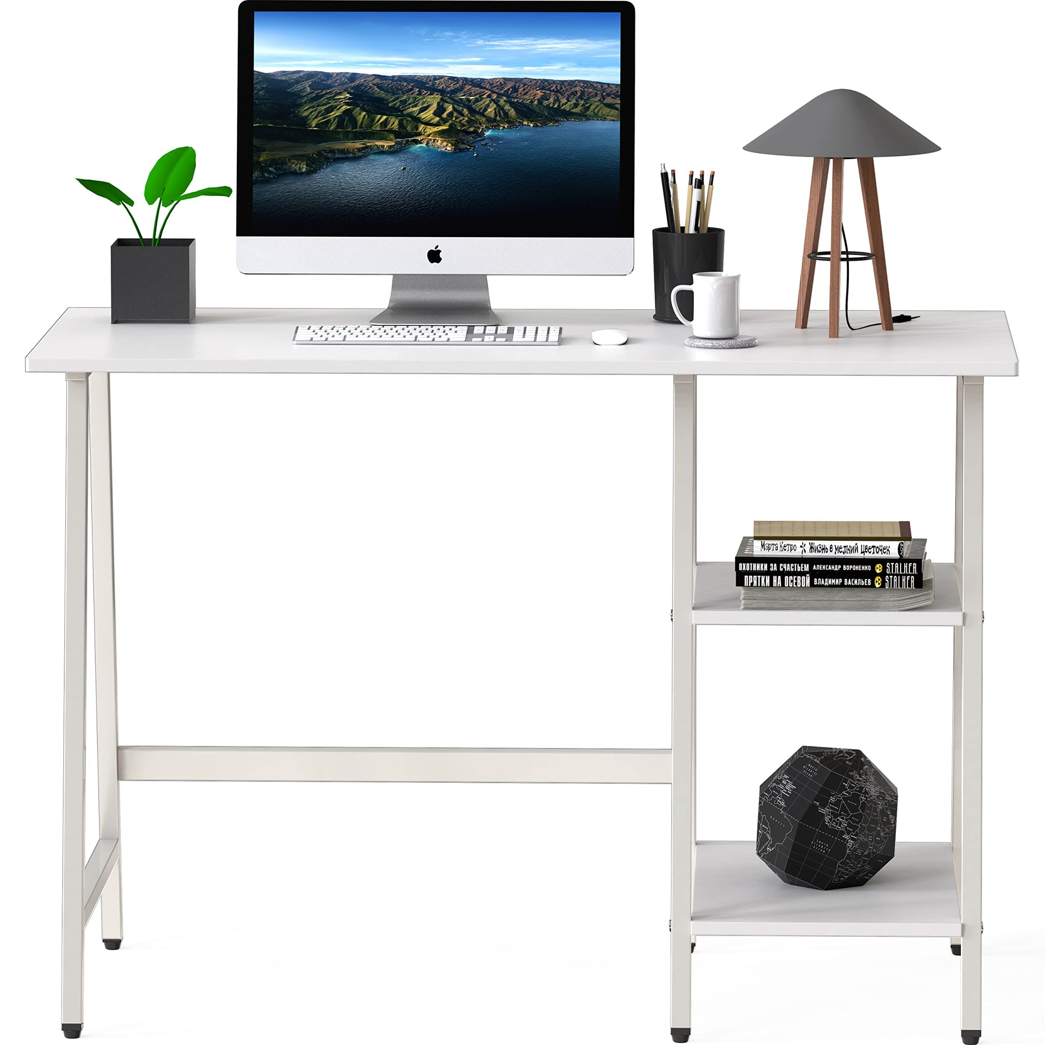 SHW 43 Inch Home Office Desk with Open Storage
