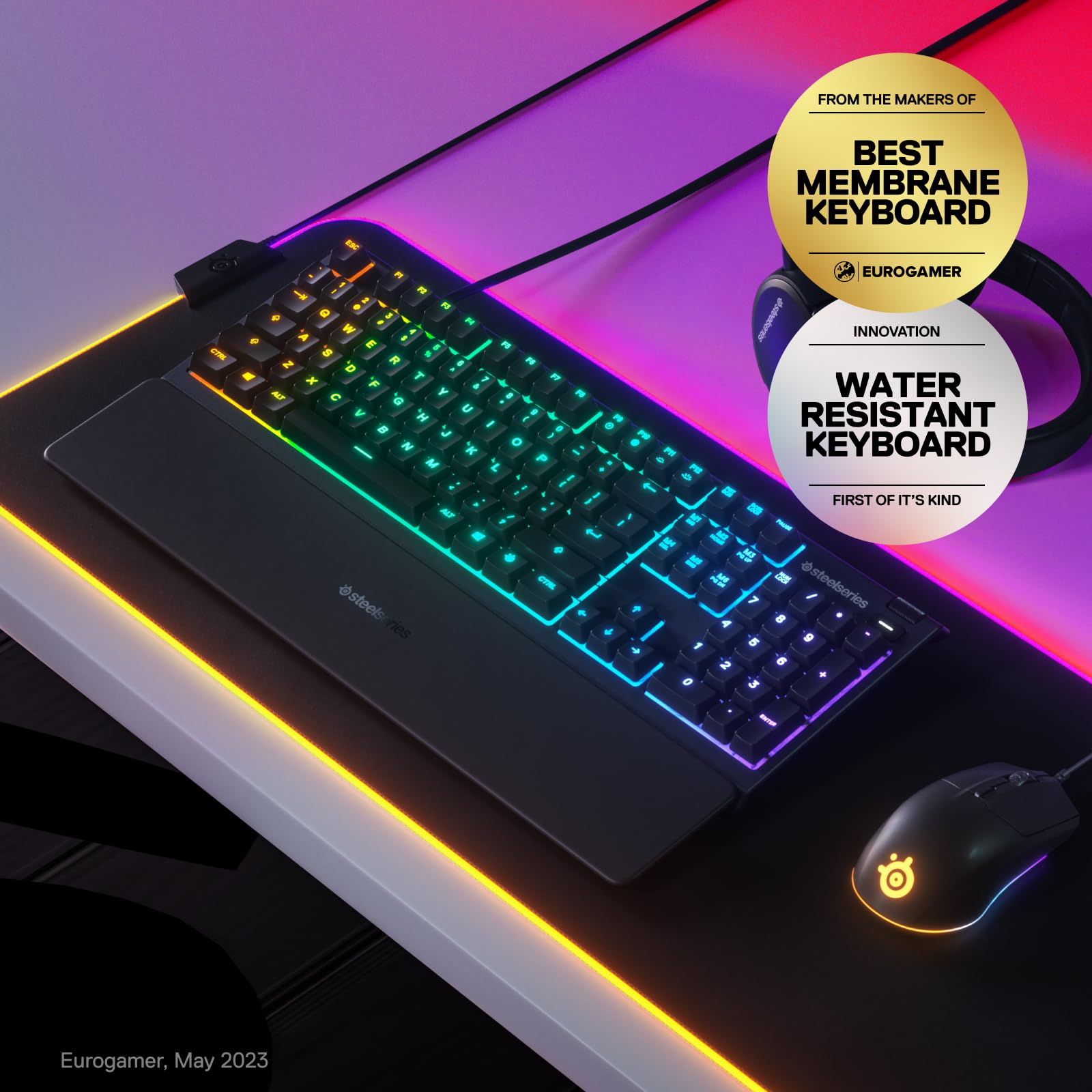 SteelSeries Apex 3 RGB Gaming Keyboard with Water Resistance