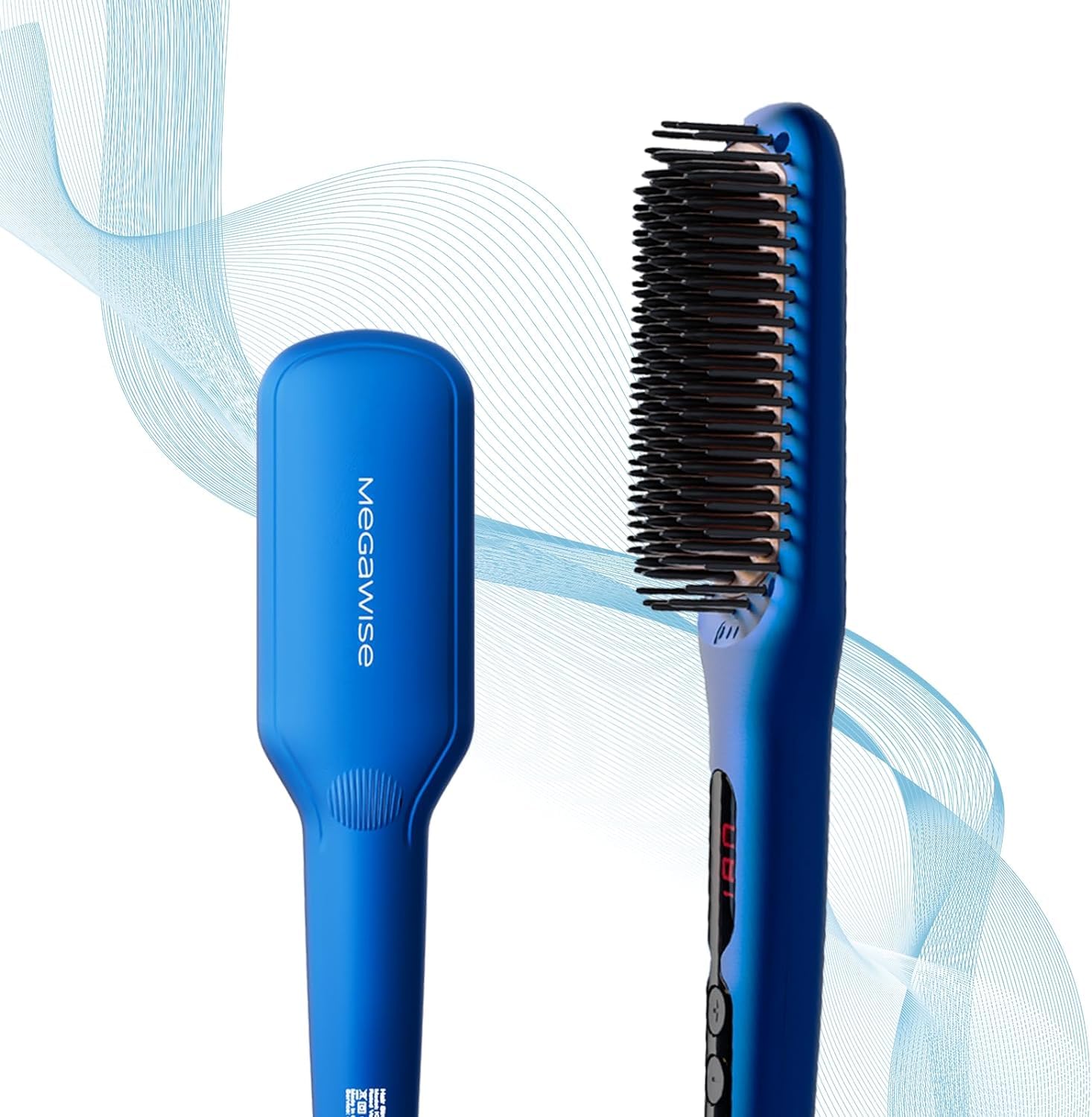Megawise Pro Ceramic Hair Straightener Brush with Fast Heating