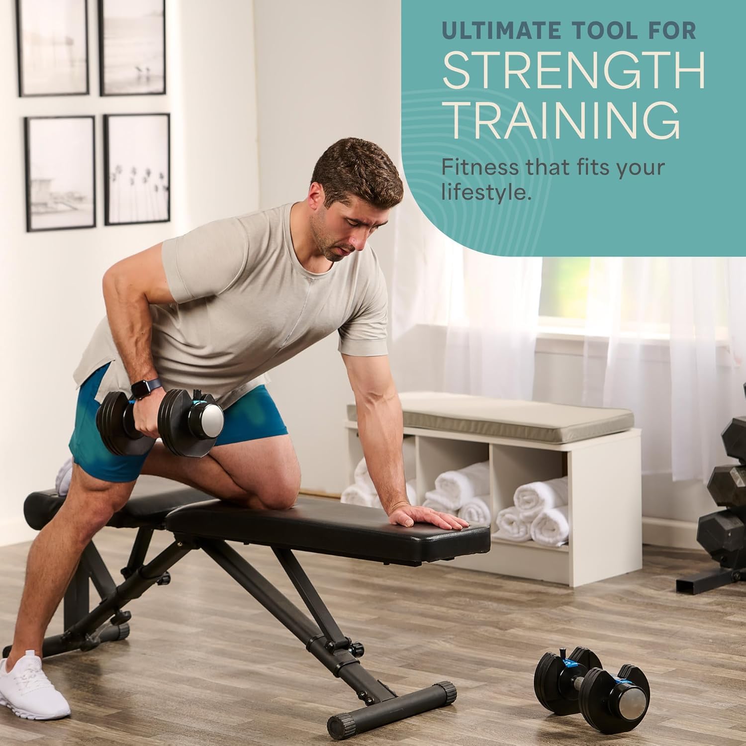 Adjustable Dumbbells Set with Rack for Home Gym