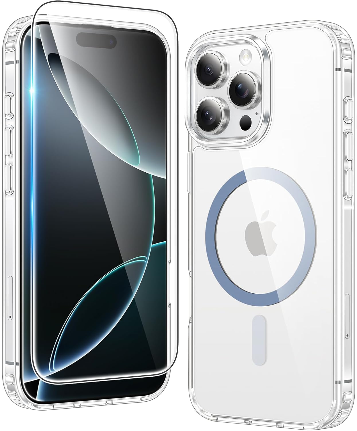 FNTCASE IPhone 16 Case Clear Magnetic MagSafe Screen Protector Drop Proof Rugged