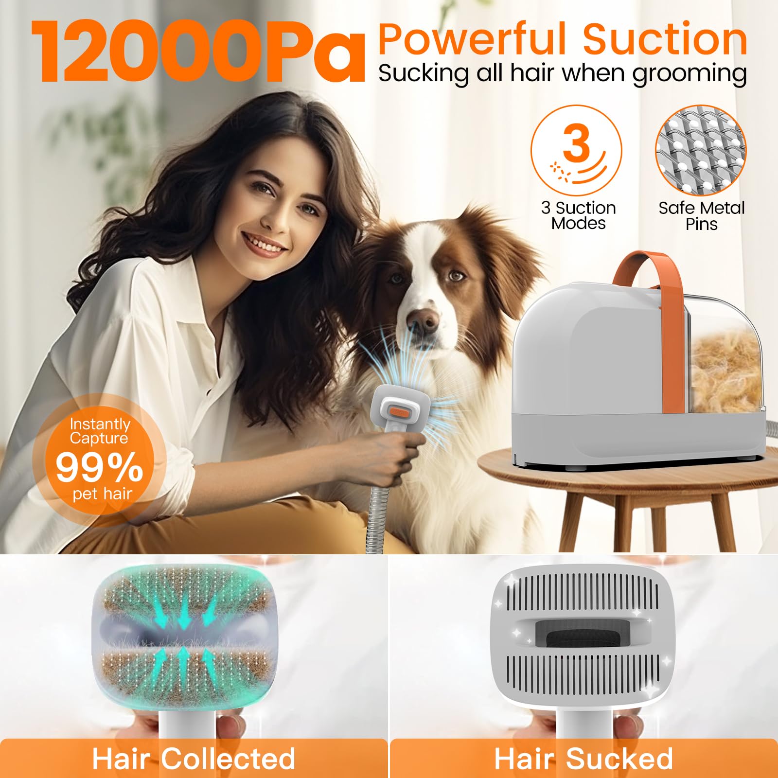 Dog Grooming Vacuum Kit with Low Noise Clippers