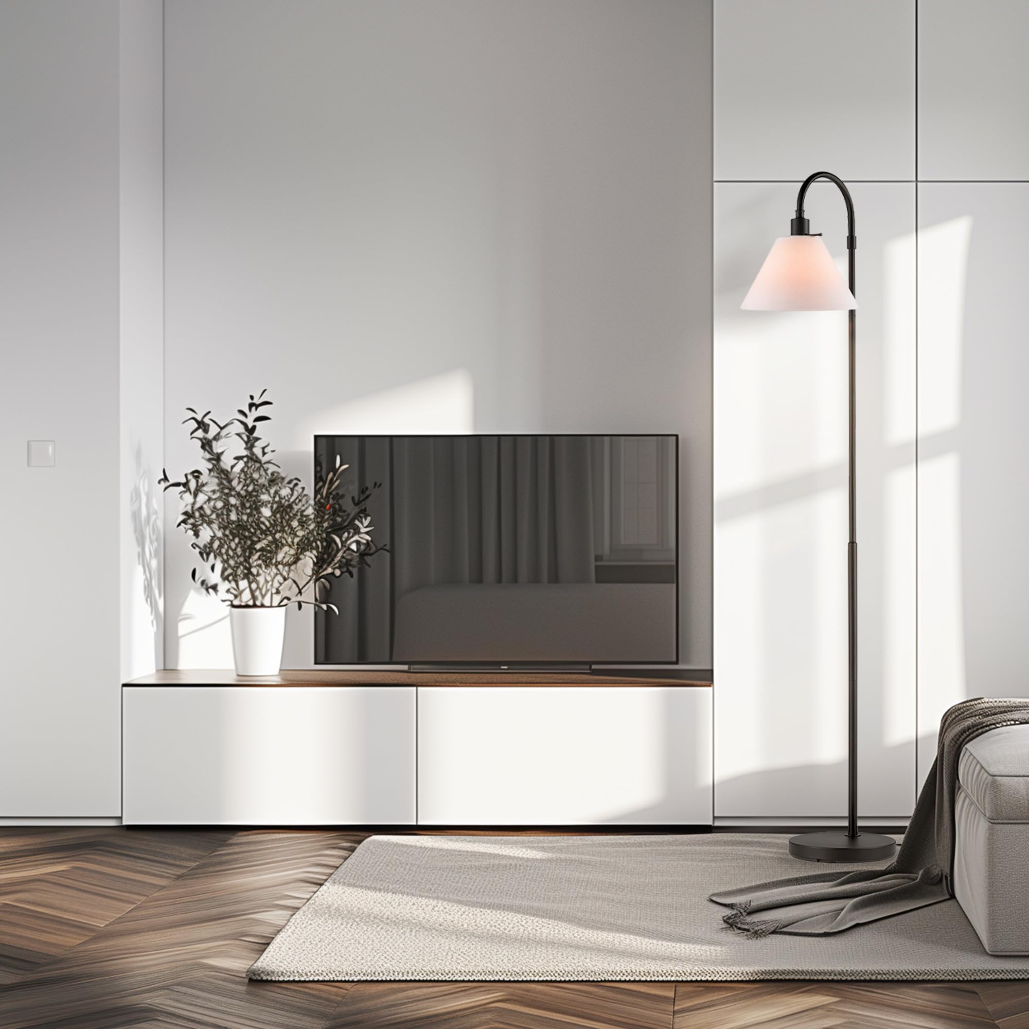 Brass Floor Lamp with White Shade for Modern Decor