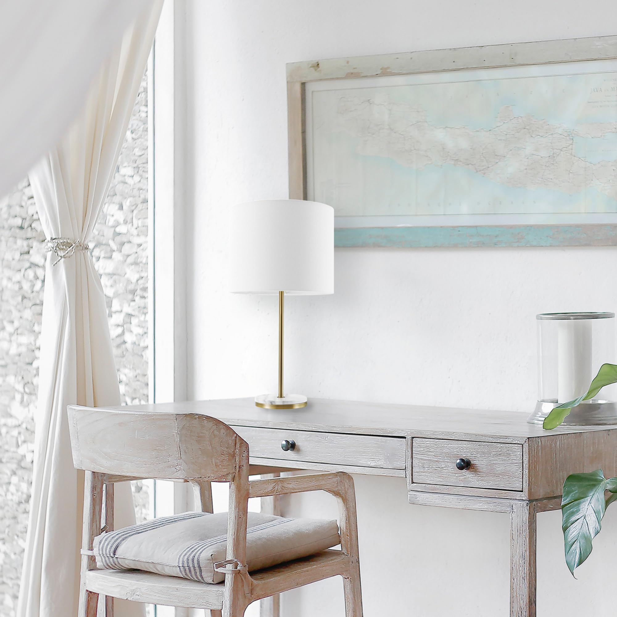 Metallic Gray Table Lamp with Dual Pull Chains for Versatile Lighting