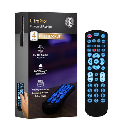 Universal Remote Control for 4 Devices in Black