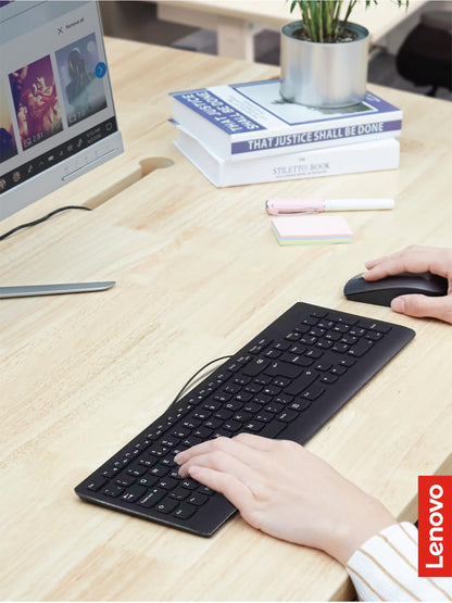 Lenovo 300 USB Keyboard Ergonomic Design for Comfortable Typing