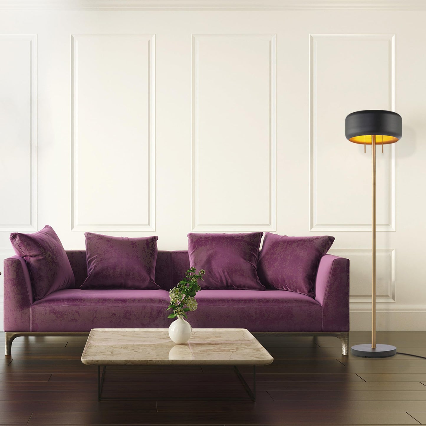 Modern 70 Inch Floor Lamp with Soft White Shade