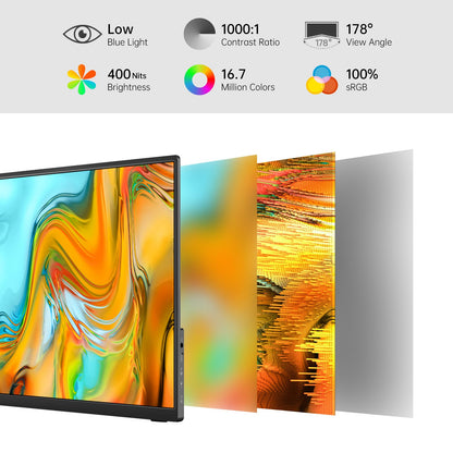 MNN 15.6 Inch Portable Monitor FHD 1080P IPS USB C HDMI