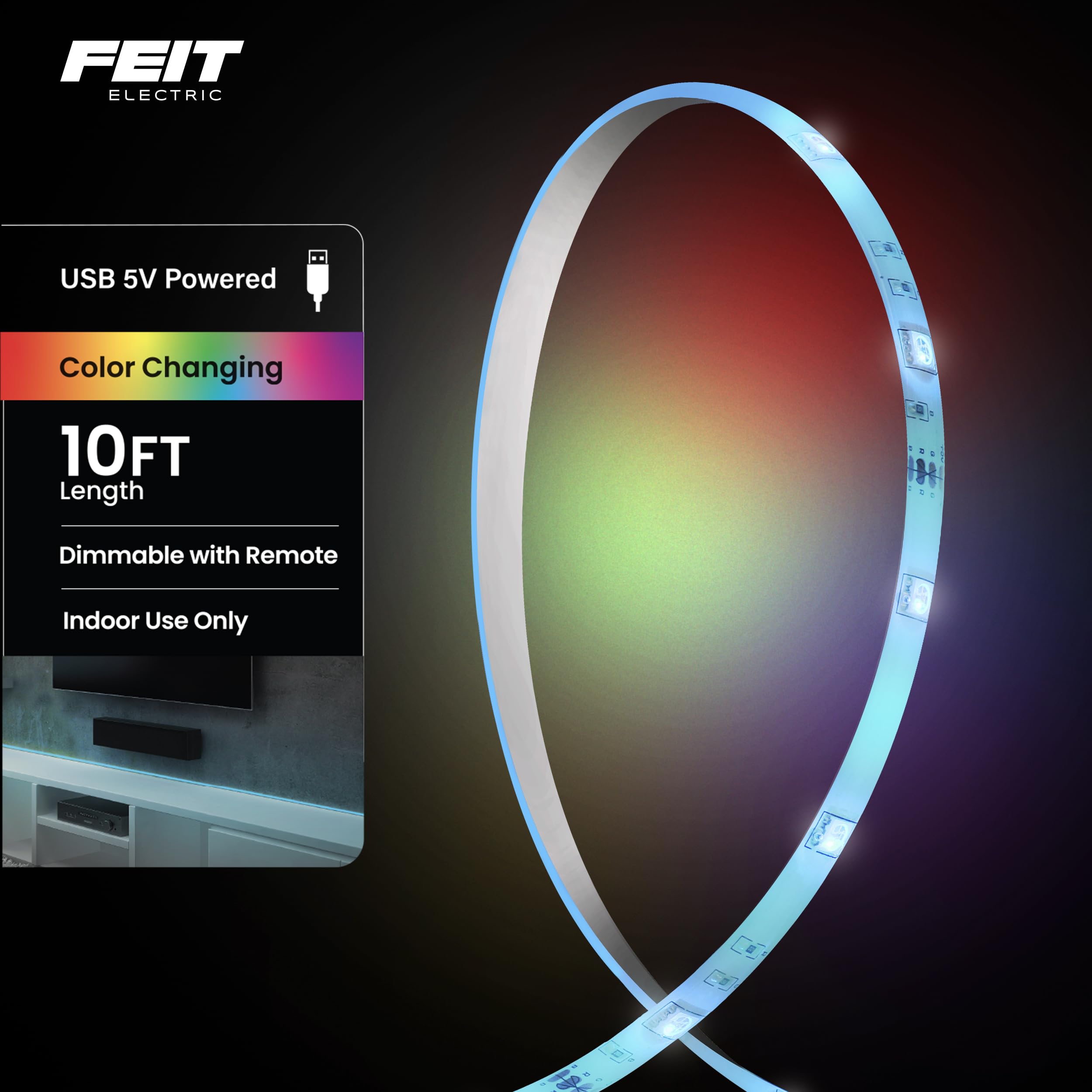 Dimmable RGB Color LED Tape Light For Indoor Ambiance