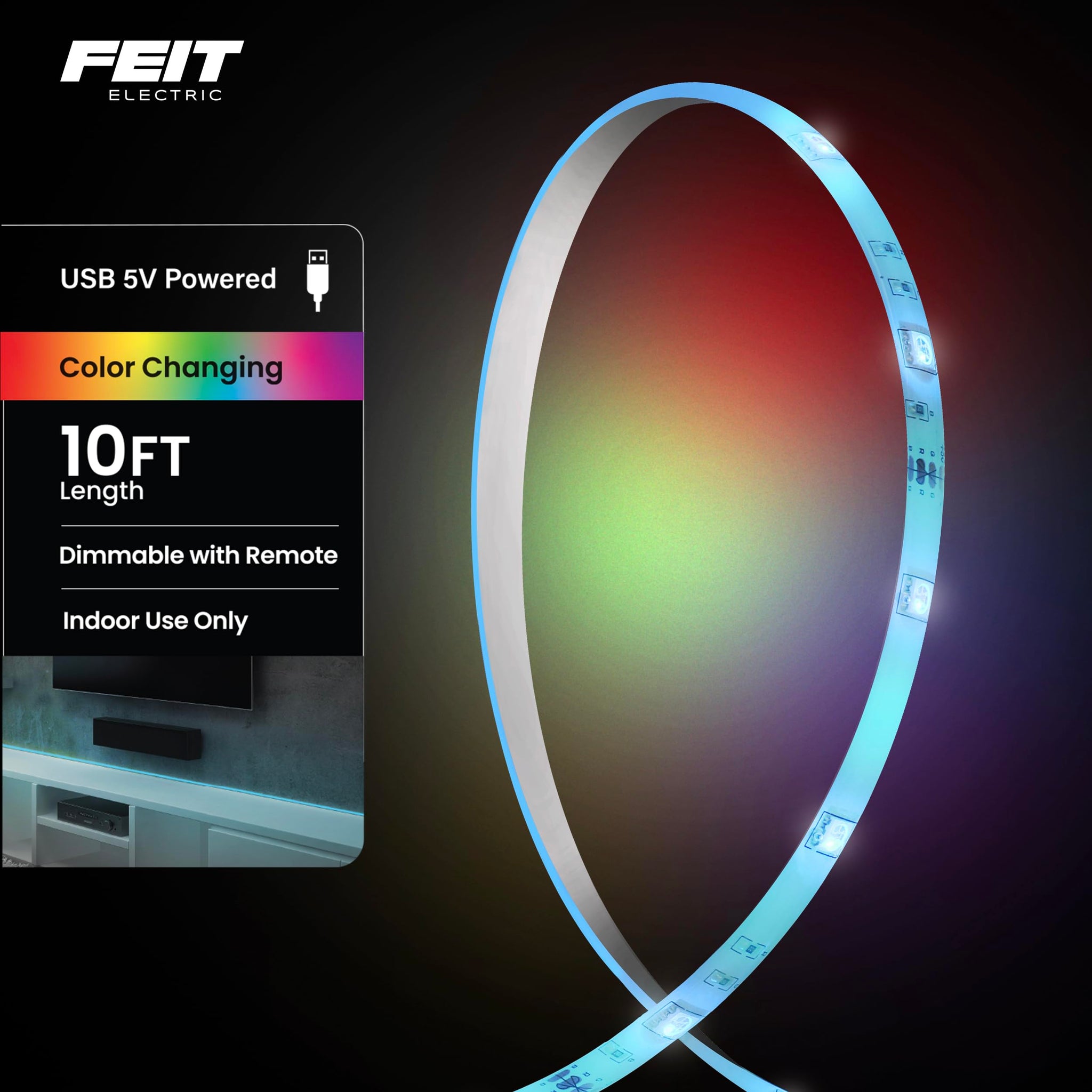 Dimmable RGB Color LED Tape Light For Indoor Ambiance