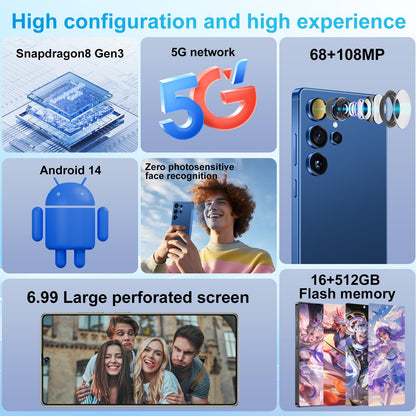 MMY I25 Ultra Unlocked Phone Built In Pen 6.99in 16GB 512GB Android 14 5G Green