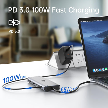 USB C Docking Station Dual Monitor 4K HDMI Hub 6 In 1