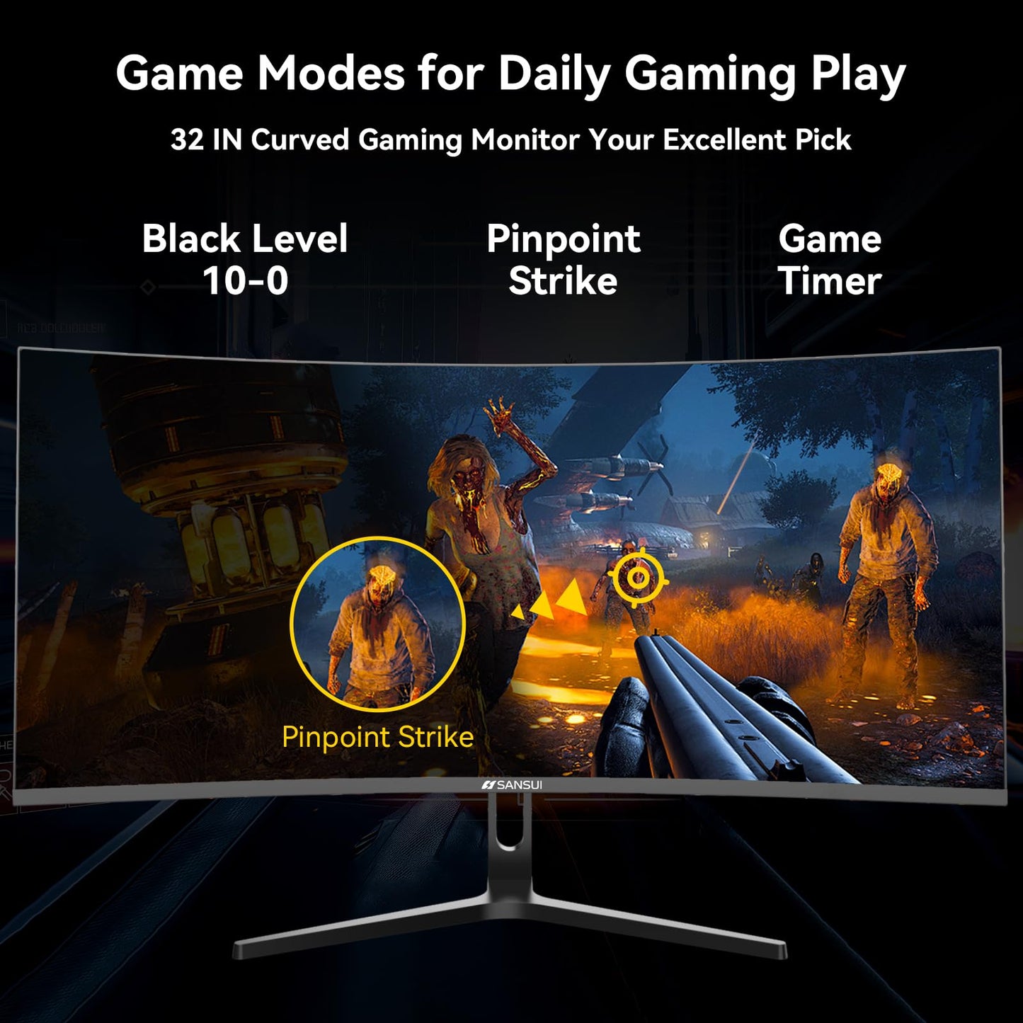 Sansui 27 Inch Curved Gaming Monitor 160Hz FreeSync HDR
