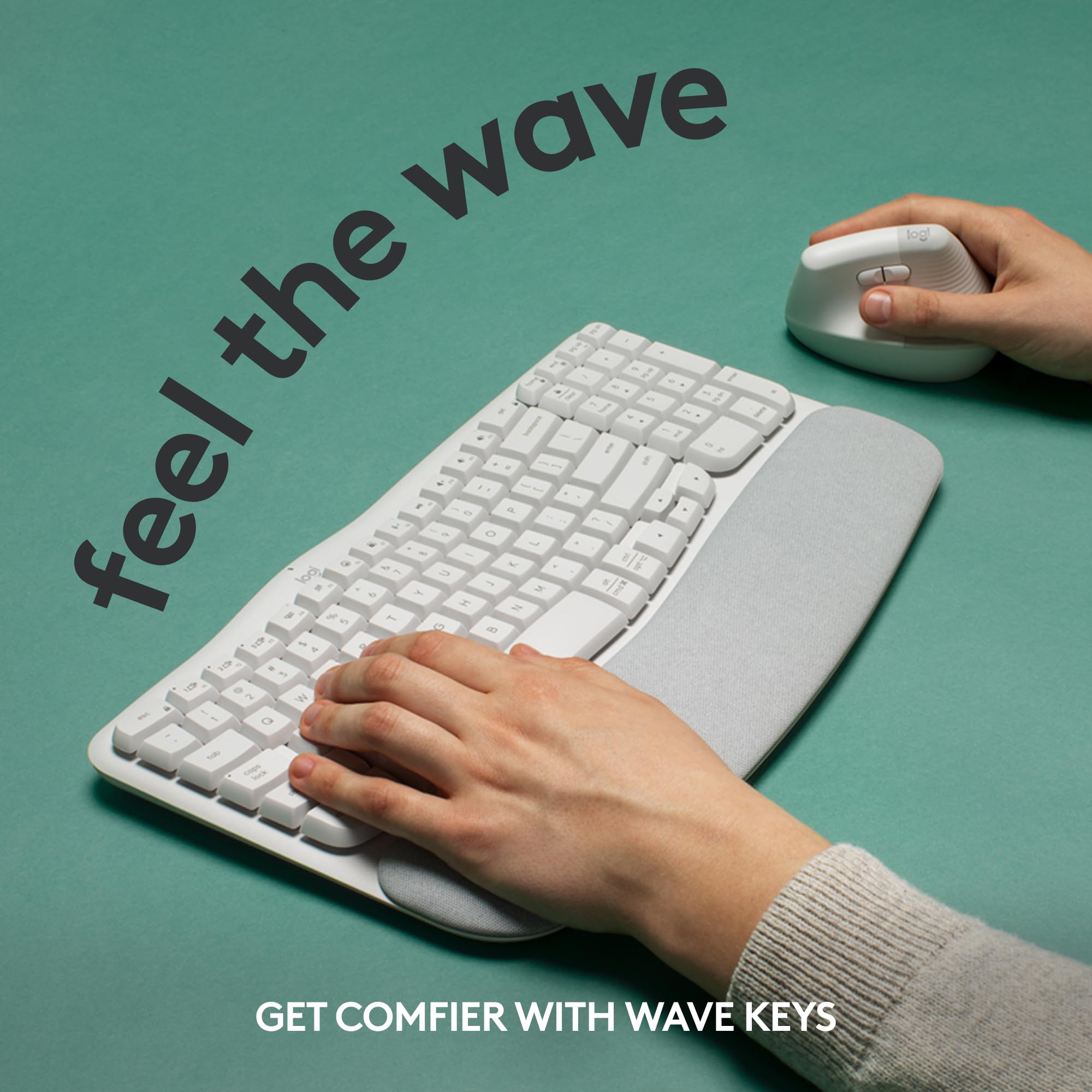 Logitech Wave Keys Wireless Ergonomic Keyboard for Comfort