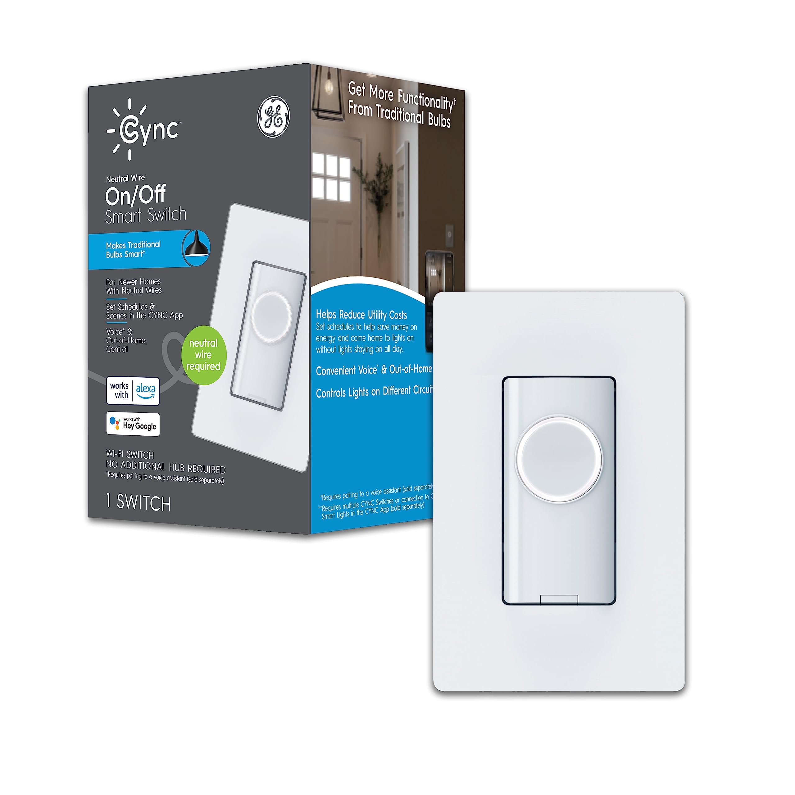 GE CYNC Smart Light Switch No Neutral Wire Required
