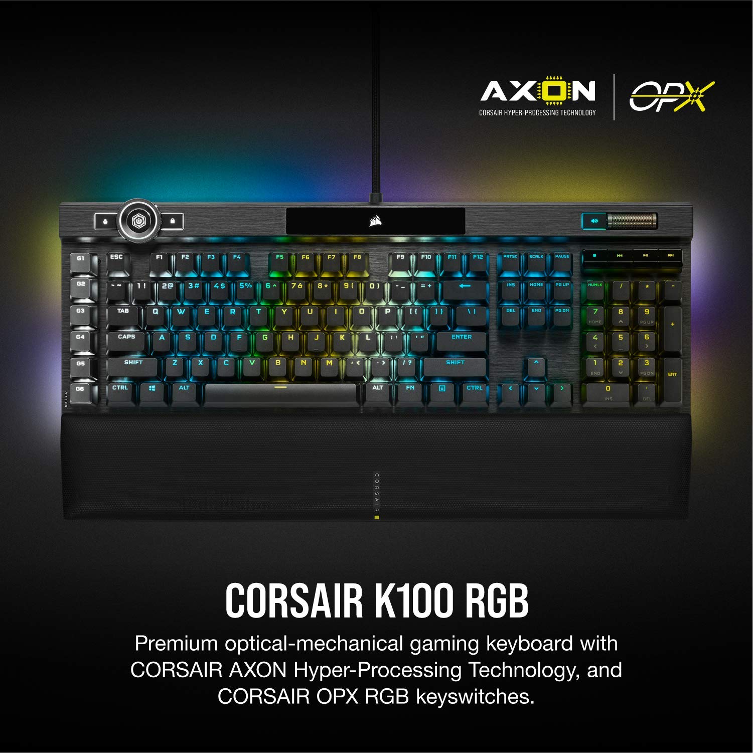 Corsair K100 RGB Gaming Keyboard with Hyper-Processing Technology