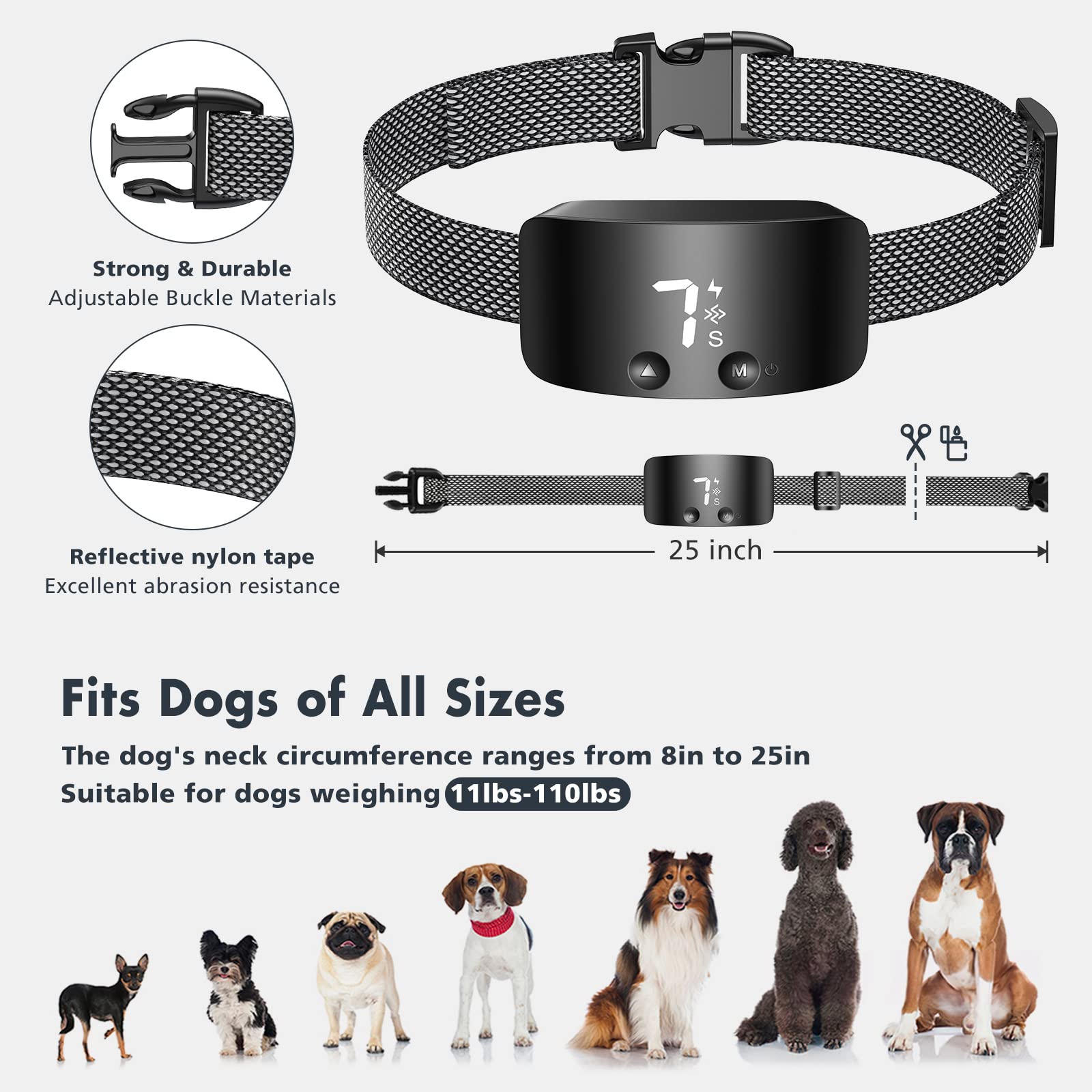 Rechargeable Anti Barking Collar for Dogs with Adjustable Sensitivity