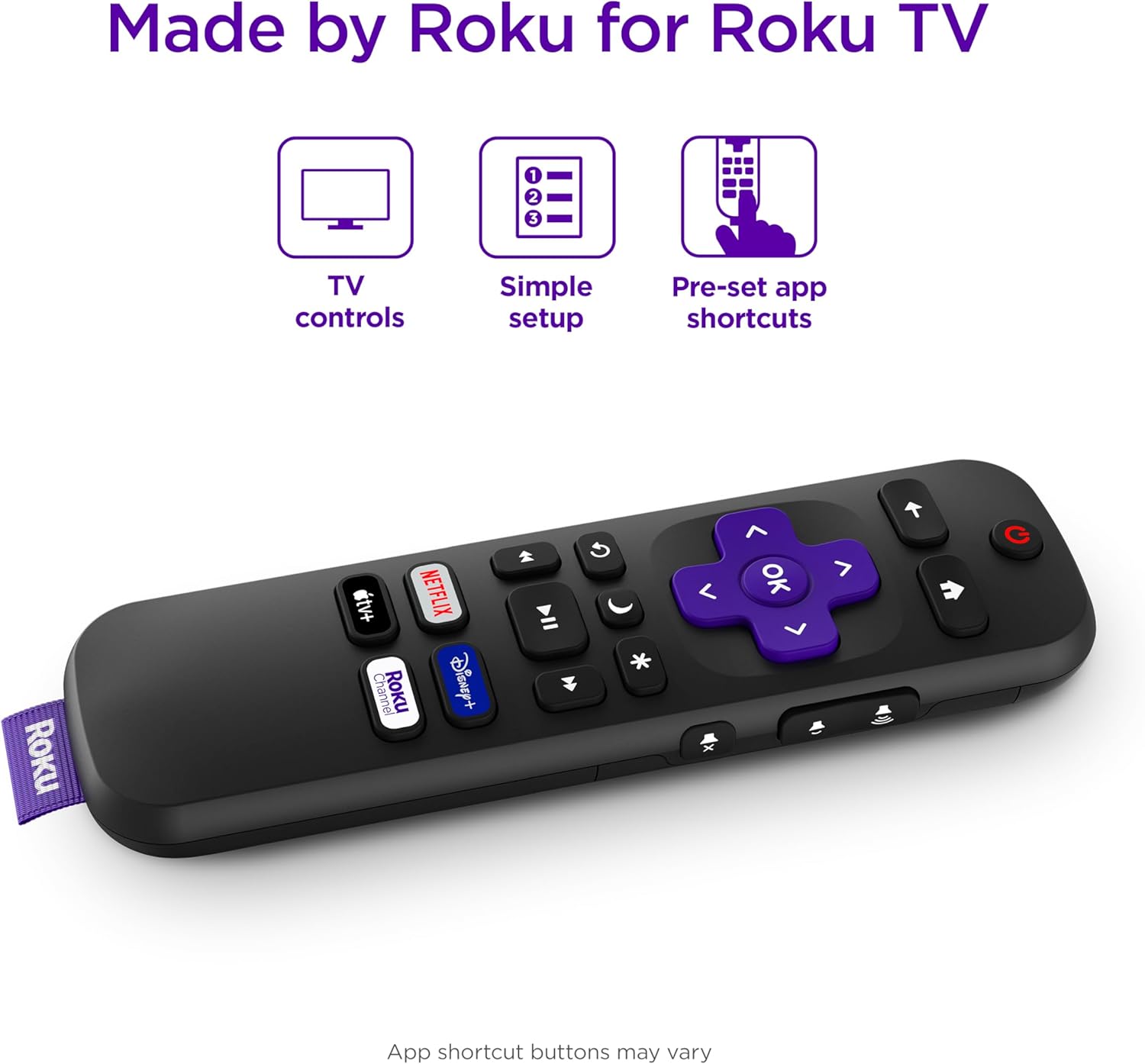 Roku TV Remote Control Easy Setup Replacement Remote