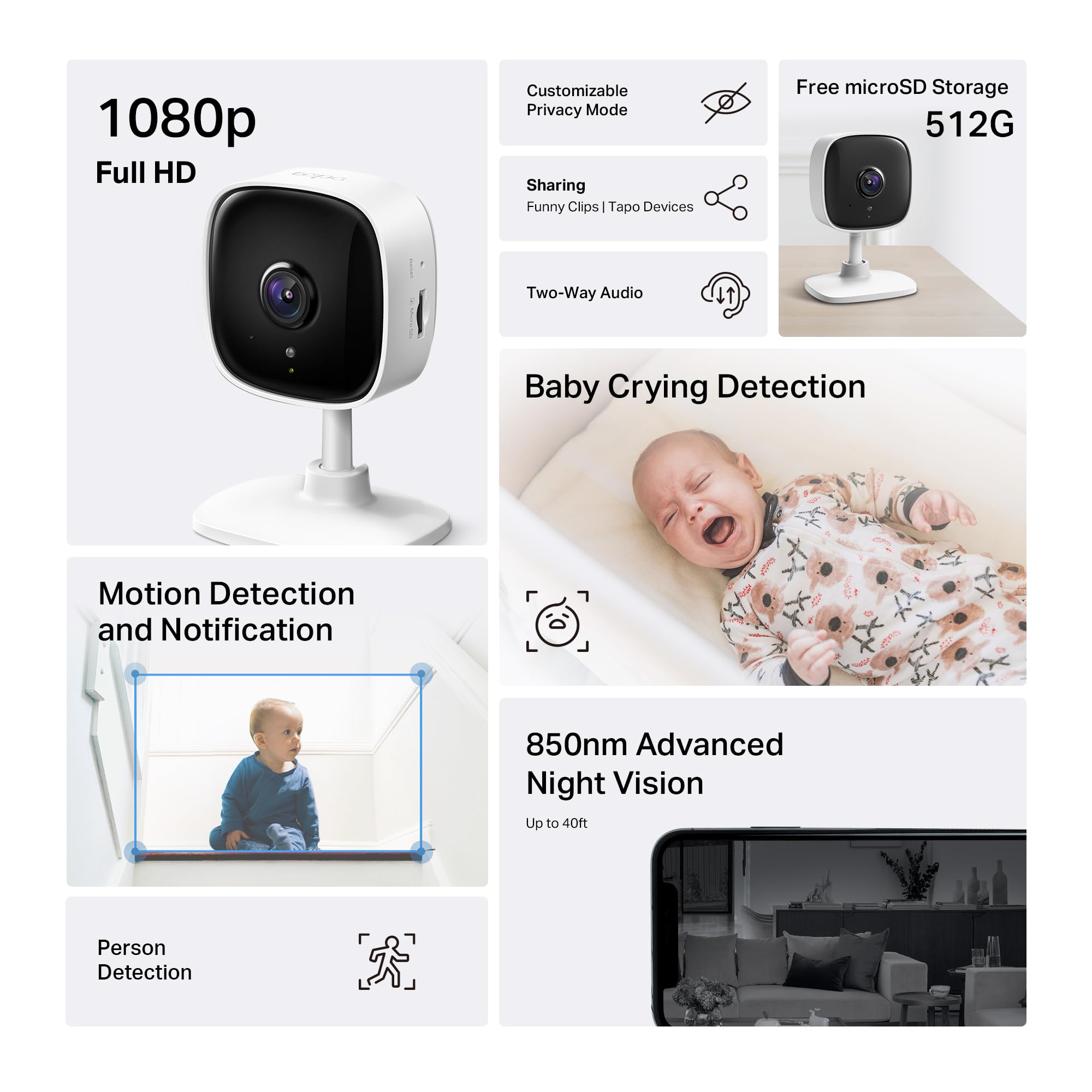 Tapo C100 1080P Indoor Security Camera with Night Vision