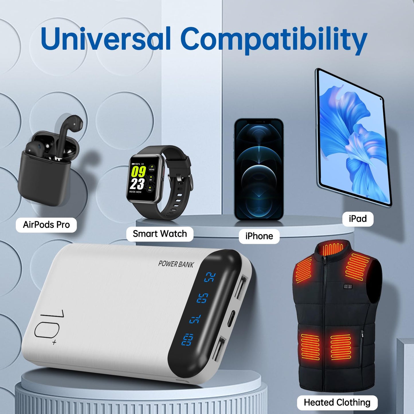 Power Bank 10000mAh Portable Charger Slim Battery Pack USB C