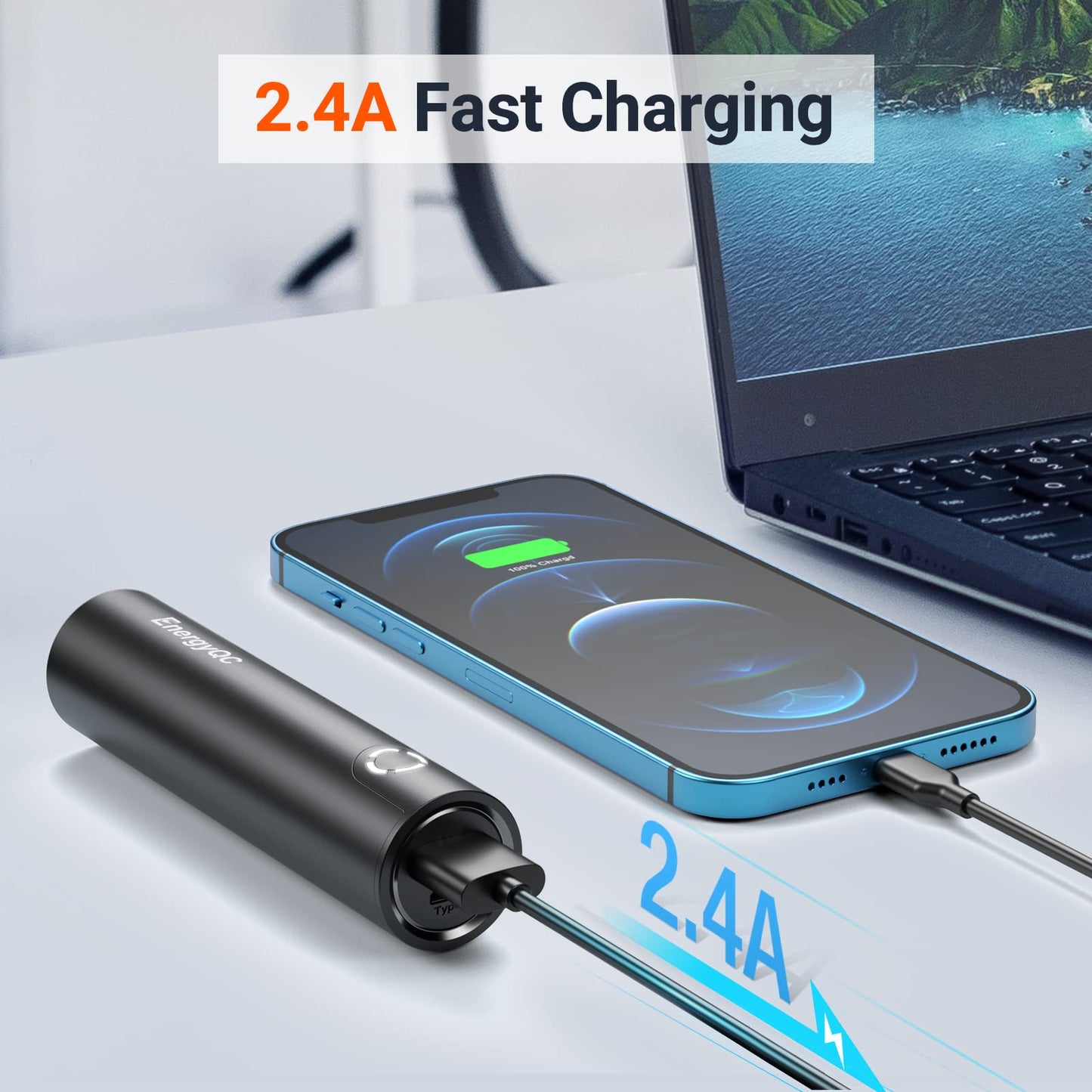 EnergyQC 5000mAh Fast Charging Portable Charger USBC Input